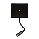 Sieninis šviestuvas „Calma“ 16/3836, tekstūruotas juodas, LED 6 W 3000 K 630 lm + 3 W 3000 K 285 lm, CRI90 CL.I, du jungikliai, su USB, USB-C, reguliuojamas
