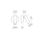 Atria sieninis šviestuvas 16/3925, bronzos spalvos, LED 3 W, 3000 K, 285 lm, CRI 90, CL.I, integruotas LED, su jungikliu, reguliuojamas