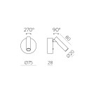 Atria MINI sieninis šviestuvas 16/3925 tekstūruotas juodas, LED 3 W, 3000 K, 285 lm, CRI 90, CL.I, integruotas LED, su jungikliu, reguliuojamas