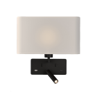 Romeo sieninis šviestuvas 16/3971 tekstūruotas juodas, LED 3 W 3000 K 285 lm + LED E27 15 W, CRI90 CL.I, su USB, USB-C, reguliuojamas, MULTI-PACK
