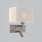 Romeo sieninis šviestuvas 16/3971, matinis nikelis, LED 3 W, 3000 K, 285 lm + LED E27 15 W, CRI90, CL.I, du jungikliai, su USB, USB-C, reguliuojamas, MULTI-PACK