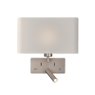 Romeo sieninis šviestuvas 16/3971, matinis nikelis, LED 3 W, 3000 K, 285 lm + LED E27 15 W, CRI90, CL.I, du jungikliai, su USB, USB-C, reguliuojamas, MULTI-PACK