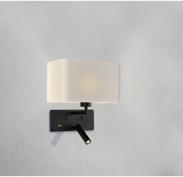 Romeo sieninis šviestuvas 16/3971, matinis nikelis, LED 3 W, 3000 K, 285 lm + LED E27 15 W, CRI90, I klasė, du jungikliai, su USB, USB-C, reguliuojamas, be gaubto