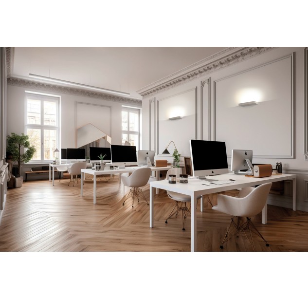Mūrinės sienos lempa 16/3972-38 Tekstūruota balta, LED 38 W 4650 lm, CRI90 CL.I, integruota LED, 2700 K–3000 K–4000 K slankusis jungiklis, mikroprizminis difuzorius