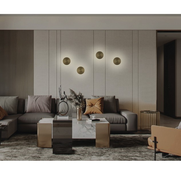 Sieninis šviestuvas „Chamaleon“ 16/3975-%D860, matinis antikinis auksas, LED 10,5 W, 3000 K, 675 lm, CRI 90, CL.I, IP54, integruotas LED, be dekoracijų