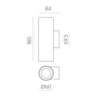 Sieninis šviestuvas „Pipe“ 16/3986-2, tekstūruotas baltas, LED COB 2x6 W, 2700 K, 1330 lm, CRI 90, CL.I, dim. DALI/Push, ON-DEMAND **