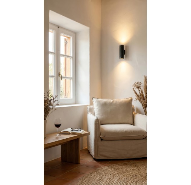 Sieninis šviestuvas „Lux“ 16/3989-2, tekstūruotas juodas/juodas, LED COB 2x6 W, 3000 K, 1430 lm, CRI 90, CL.I, dim. Triac, ON-DEMAND **