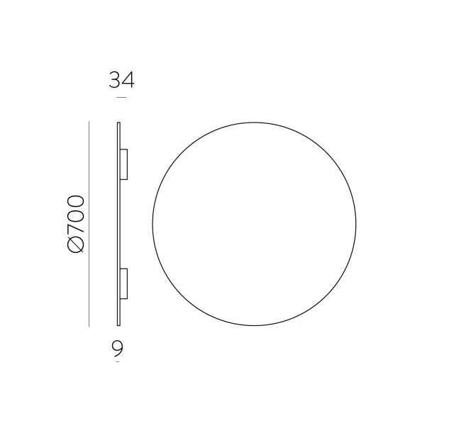 Garso sieninis šviestuvas %D8700mm antracito spalvos, be apšvietimo, pagal užsakymą **