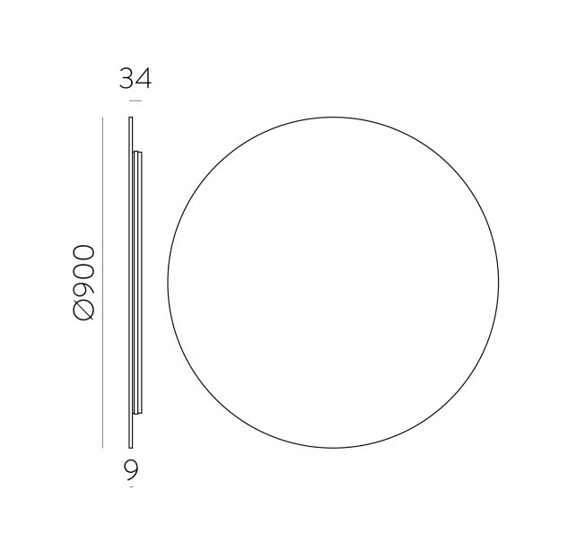 Sieninis šviestuvas „Sound“ %D8900mm Terra, LED 34 W, 2700 K, 3140 lm, CRI 90, CL.II, ON-DEMAND **