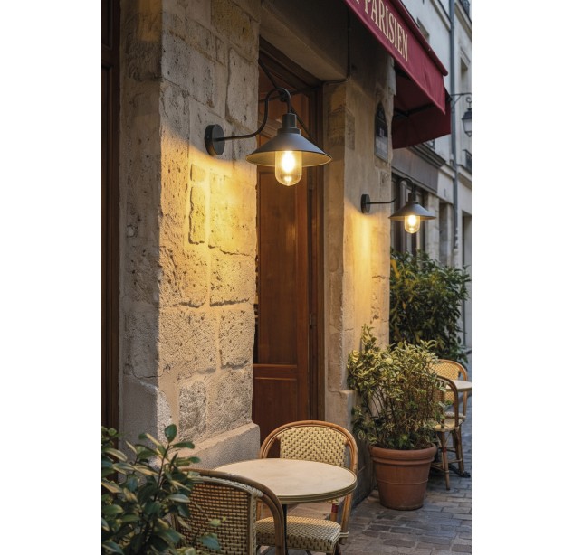 „Tours“ sieninis šviestuvas, tekstūruotas juodas, LED E27 15 W, CL.I IP65