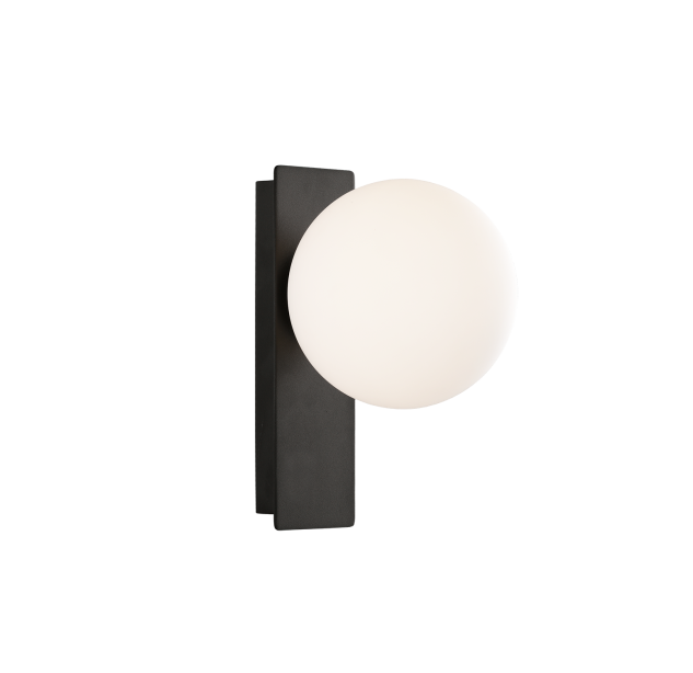 Kin sieninis šviestuvas 16/8169 tekstūruotas juodas/opalas, LED 8 W 2700 K 370 lm, CRI90 CL.I, integruotas LED, dim. triakas, ON-DEMAND **