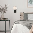 Kin sieninis šviestuvas 16/8169 tekstūruotas juodas/opalas, LED 8 W 2700 K 370 lm + 3 W 2700 K 285 lm, CRI90 CL.I, integruotas LED, du jungikliai, su USB, USB-C, reguliuojamas