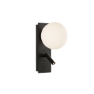 Kin sieninis šviestuvas 16/8169 tekstūruotas juodas/opalas, LED 8 W 2700 K 370 lm + 3 W 2700 K 285 lm, CRI90 CL.I, integruotas LED, du jungikliai, su USB, USB-C, reguliuojamas