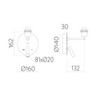 Stilo sieninis šviestuvas 16/8202 tekstūruotas juodas, LED 3 W 3000 K 285 lm + LED E27 15 W, CRI90 CL.I, du jungikliai, su USB, USB-C, be gaubto