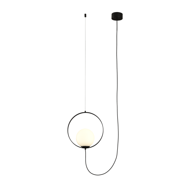Halo pakabinamas šviestuvas, tekstūruotas juodas/opalinis, LED 5 W, 370 lm, CRI 90, CL.I, 2700–3000 K, slankusis jungiklis, dimeriavimas DALI/Push, ON-DEMAND **