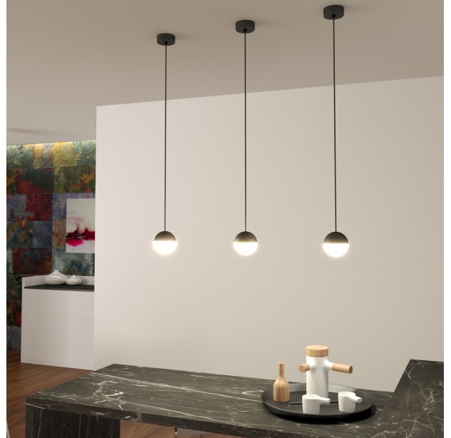 Custo pakabinamas šviestuvas 3818/1 Tekstūruotas juodas/opalas, LED 5 W 370 lm, CRI90 CL.I, integruotas LED, Kelvinas 2700 K–3000 K, slankusis jungiklis, dimerizatorius, ON-DEMAND **