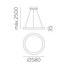 Grace pakabinamas šviestuvas 3848/58 Tekstūruotas baltas, LED 44 W 3960 lm, CRI90 CL.I, integruotas LED, 2700 K–3000 K–4000 K slankusis jungiklis
