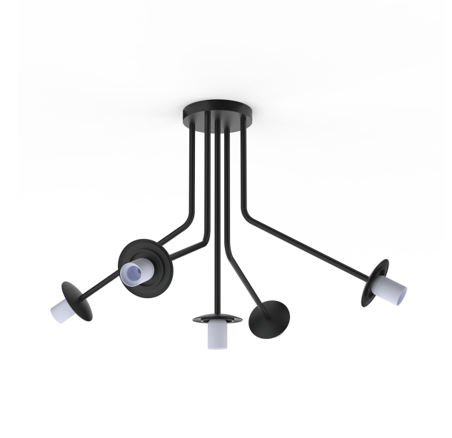 Parma pakabinamas šviestuvas, matinė juoda, LED E27 5x15W, CL.I, be stiklinio gaubto