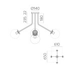 Parma pakabinamas šviestuvas, matinis antikinis auksas, LED E27 5x15W, CL.I, be stiklinio gaubto