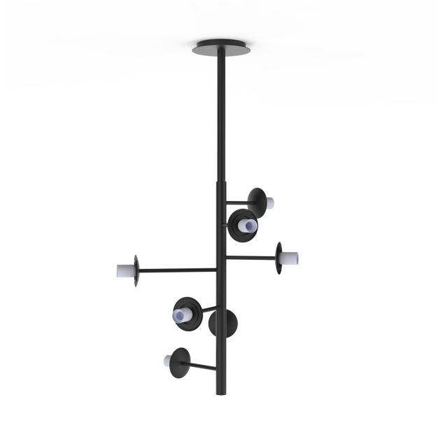 Parma pakabinamas šviestuvas, matinė juoda, LED E27 7x15 W, CL.I, be stiklinio gaubto
