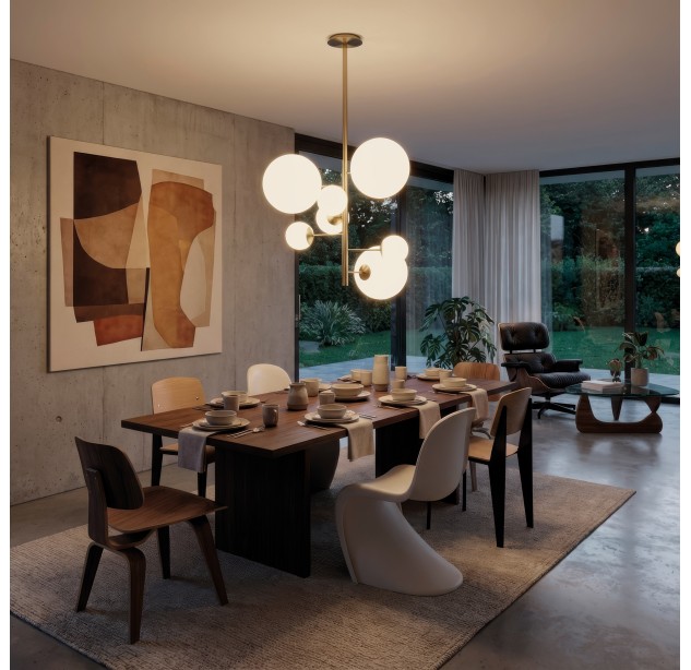 Parma pakabinamas šviestuvas, matinis antikinis auksas, LED E27 7x15W, CL.I, be stiklinio gaubto