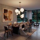 Parma pakabinamas šviestuvas, matinis antikinis auksas, LED E27 7x15W, CL.I, be stiklinio gaubto