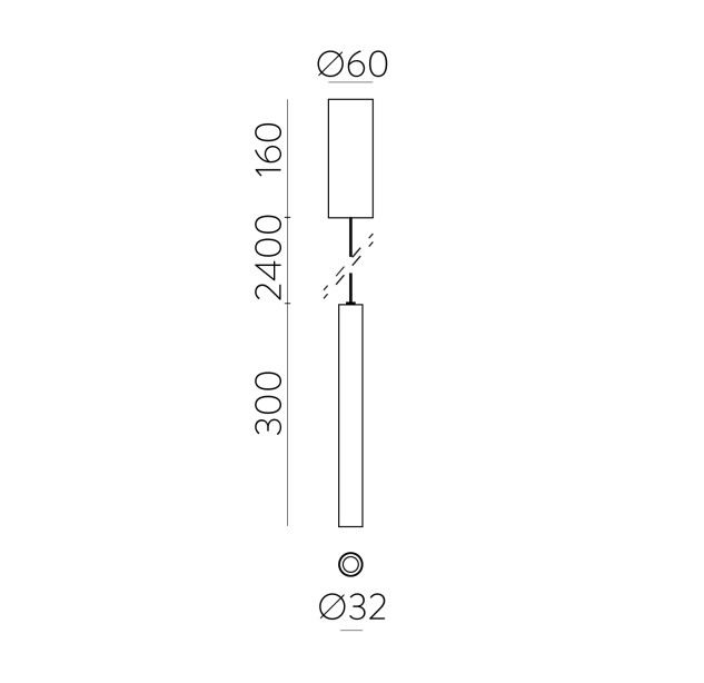 Pipe SLIM pakabinamas šviestuvas 3986/32 %D832x300mm tekstūruotas juodas, LED COB 5W 4000K 650lm, CRI90 CL.I, integruotas LED, dim. DALI/Push, ON-DEMAND **