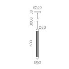 Lineo pakabinamas šviestuvas 600 mm, tekstūruotas juodas, LED 11 W, 1050 lm, CRI 90, CL.I, 2700–3000 K, slankusis jungiklis