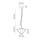 Yara pakabinamas šviestuvas %D8250 mm Fum%E9, LED 9,5 W 2700 K 855 lm, CRI90 CL.I, MULTI-PACK