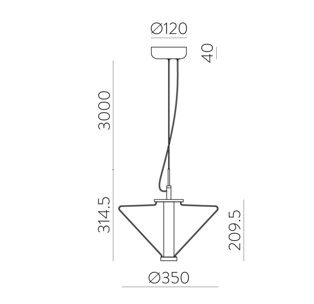 Yara pakabinamas šviestuvas %D8350 mm Fum%E9, LED 14,5 W 2700 K 1315 lm, CRI90 CL.I, MULTI-PACK
