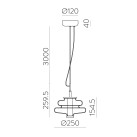 Sira pakabinamas šviestuvas %D8250 mm Fum%E9, LED 9,5 W 2700 K 855 lm, CRI90 CL.I, MULTI-PACK