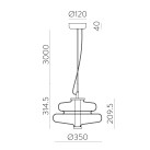 Sira pakabinamas šviestuvas %D8350 mm Fum%E9, LED 14,5 W 2700 K 1315 lm, CRI90 CL.I, MULTI-PACK