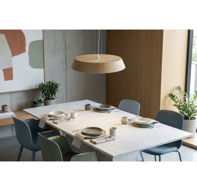 Cora pakabinamas šviestuvas %D8610mm ąžuolas/tekstūruota balta, LED 50 W 4750 lm, CRI90 CL.I, Kelvinas 2700 K–3000 K, slankusis jungiklis, dimerizatorius, Triac, ON-DEMAND **