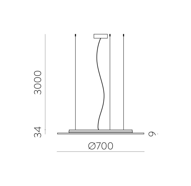 „Sound“ pakabinamas šviestuvas %D8700mm „Terra“, LED 25 W, 2700 K, 2360 lm, CRI 90, CL.II, ON-DEMAND **