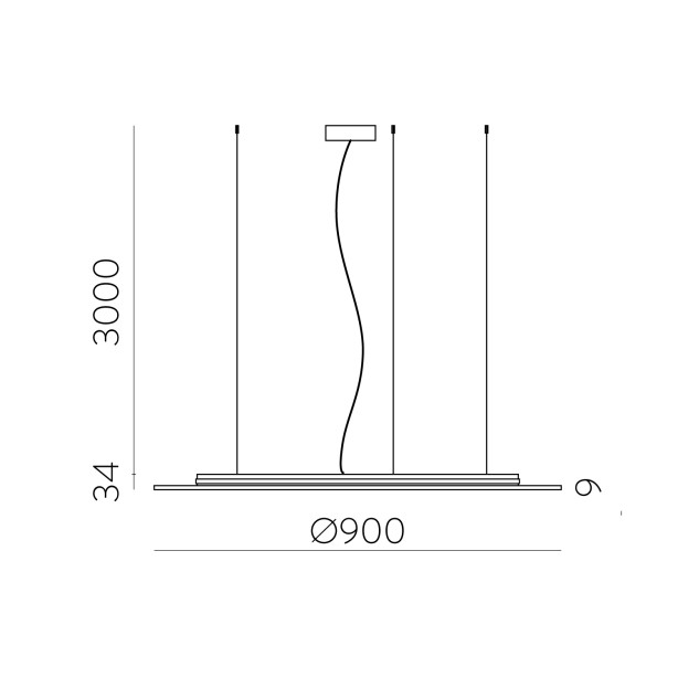 Kabinamasis šviestuvas %D8900mm Terra, LED 34 W, 2700 K, 3140 lm, CRI 90, CL.II, ON-DEMAND **