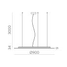 Kabinamasis šviestuvas %D8900mm Terra, LED 34 W, 2700 K, 3140 lm, CRI 90, CL.II, ON-DEMAND **