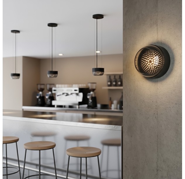 „Pixel“ pakabinamas šviestuvas %D8150x35mm tekstūruotas juodas/rūkytas, LED 10 W 2700 K 207 lm, CRI90 CL.I, DAUGIAU PAKETAS