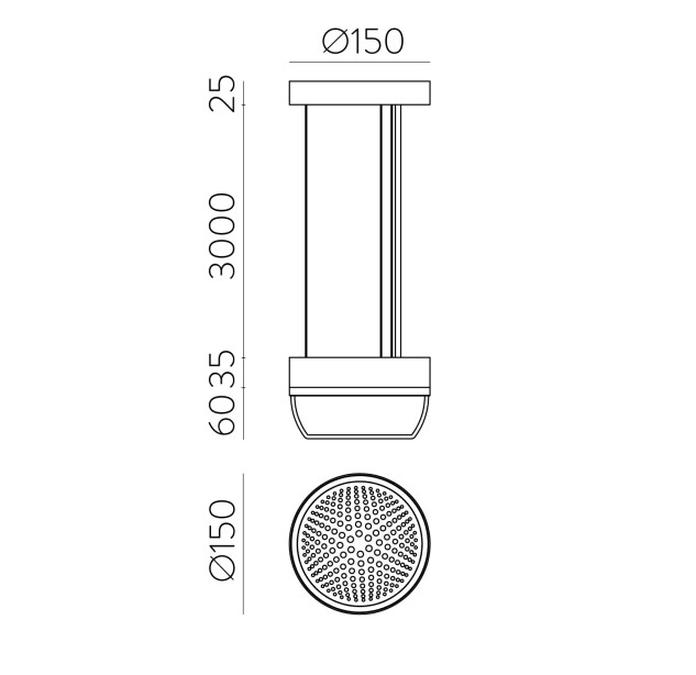 „Pixel“ pakabinamas šviestuvas %D8150x35mm tekstūruotas juodas/rūkytas, LED 10 W 2700 K 207 lm, CRI90 CL.I, DAUGIAU PAKETAS