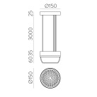 „Pixel“ pakabinamas šviestuvas %D8150x35mm tekstūruotas juodas/rūkytas, LED 10 W 2700 K 207 lm, CRI90 CL.I, DAUGIAU PAKETAS