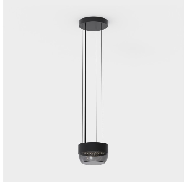„Pixel“ pakabinamas šviestuvas %D8150x35mm tekstūruotas juodas/rūkytas, LED 10 W 2700 K 207 lm, CRI90 CL.I, DAUGIAU PAKETAS