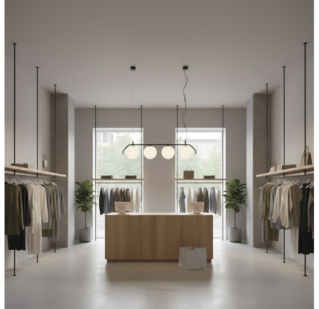 Maui pakabinamas šviestuvas 8163/4, matinė juoda, LED E27 4x15W, CL.I, be stiklinio gaubto