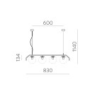 Maui pakabinamas šviestuvas 8163/4, matinis antikinis auksas, LED E27 4x15W, CL.I, be stiklinio gaubto