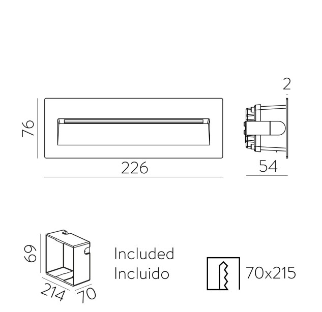 Nashira Recessed 2062 Tekstūruotas antracitas, LED 4,5 W 588 lm, CRI80 CL.I IP65, 2200 K–2700 K–3200 K–4000 K Slankusis jungiklis