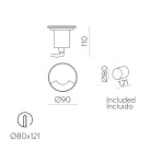 Indus Recessed 2065/9 1 Direcci%F3n Aliuminis ADC12, LED GU10 8W, CL.I IP67