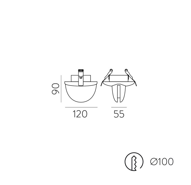 Spectra Recessed 3731/12 Tekstūruota balta, LED 7 W 3000 K 770 lm, CRI90 CL.II IP65/IP20, Dim. Triac, ON-DEMAND **
