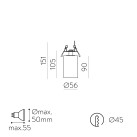 Zoom Recessed 3764/9 Tekstūruota juoda, LED GU10 8 W, CL.II, reguliuojamas