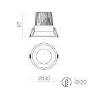 Kidal įleidžiamas %D8130 mm tekstūruotas juodas, LED COB 18 W 3000 K 1985 lm, CRI90 CL.II IP44/IP20, DAUGIAKOMPLEKTIS