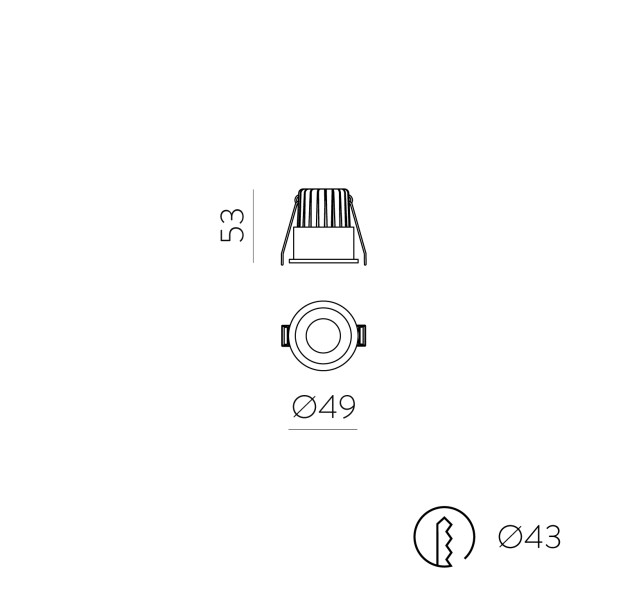Kidal Įleidžiamas %D849mm Tekstūruotas juodas, LED COB 4,5W 2700K 505lm, CRI90 CL.II IP44/IP20, Dim. Triac, MULTI-PACK, ON-DEMAND **