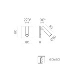 Atria MINI SQUARE Įleidžiamas 16/3925  Tekstūruotas juodas, LED 3 W 3000 K 285 lm, CRI90 CL.I, integruotas LED, su jungikliu, reguliuojamas