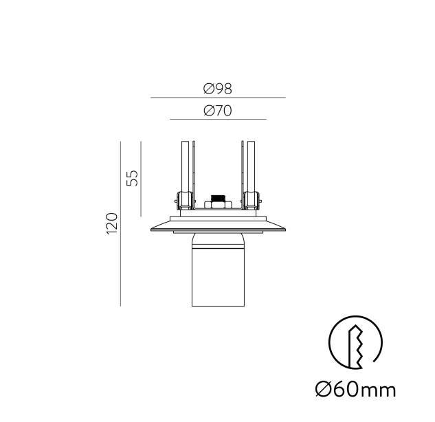 Parma Recessed Matte Black, LED E27 15W, CL.II IP44, be stiklinio gaubto
